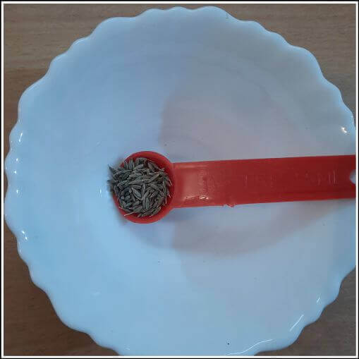One teaspoon of cumin seed or jeera